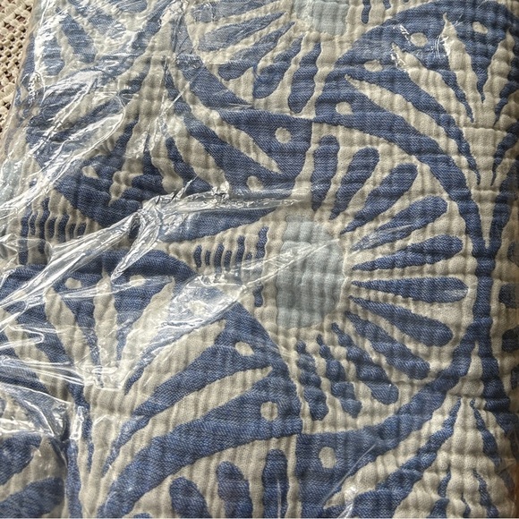 Ginkgo Deco Leaf Quilt 2 Side FLiPSiDE Navy Blue Patterned Quilt KING NEW - Picture 7 of 15